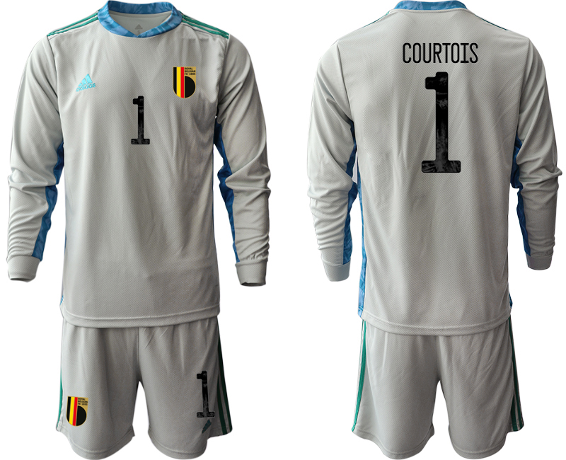 Cheap Men 2021 European Cup Belgium grey Long sleeve goalkeeper 1 Soccer Jersey